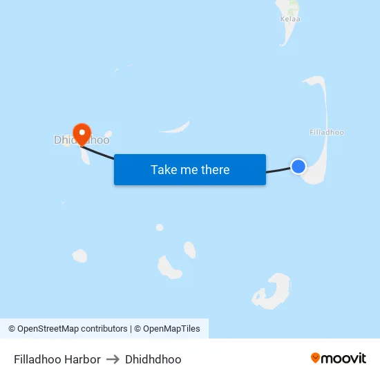 Filladhoo Harbor to Dhidhdhoo map