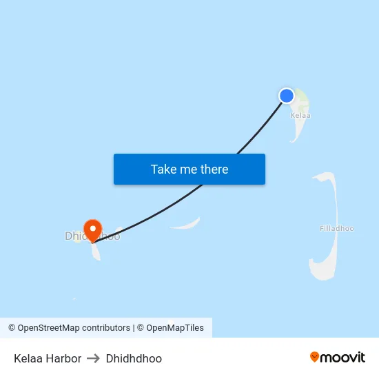 Kelaa Harbor to Dhidhdhoo map