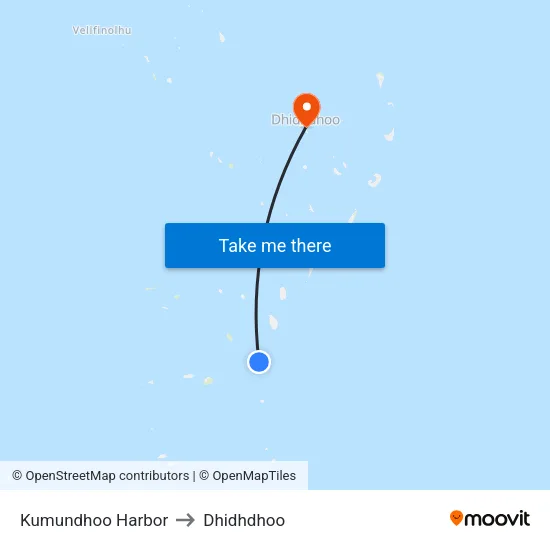 Kumundhoo Harbor to Dhidhdhoo map