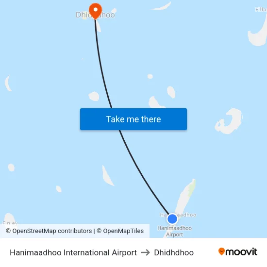 Hanimaadhoo International Airport to Dhidhdhoo map