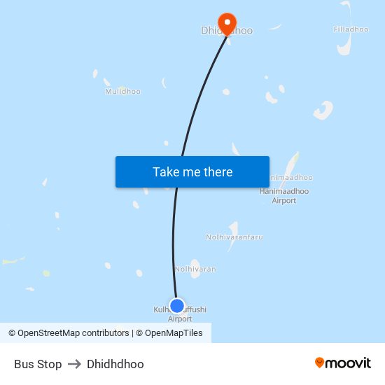 Bus Stop to Dhidhdhoo map