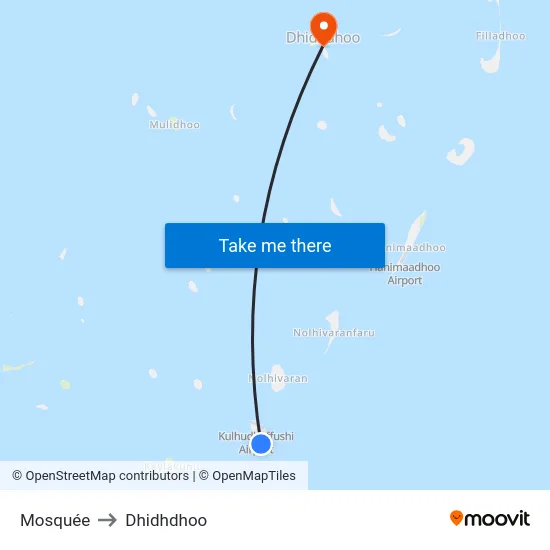Mosquée to Dhidhdhoo map