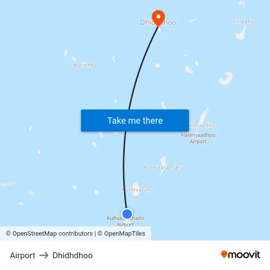 Airport to Dhidhdhoo map