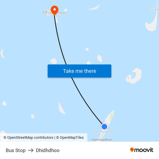 Bus Stop to Dhidhdhoo map