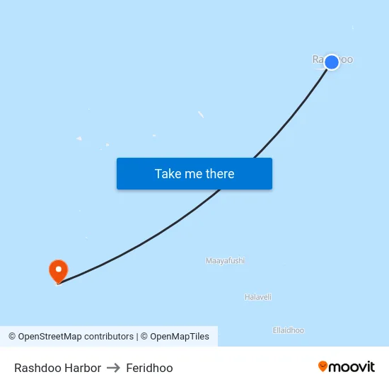 Rashdoo Harbor to Feridhoo map