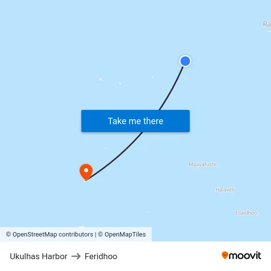 Ukulhas Harbor to Feridhoo map