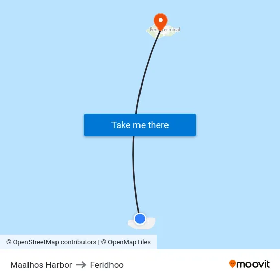 Maalhos Harbor to Feridhoo map