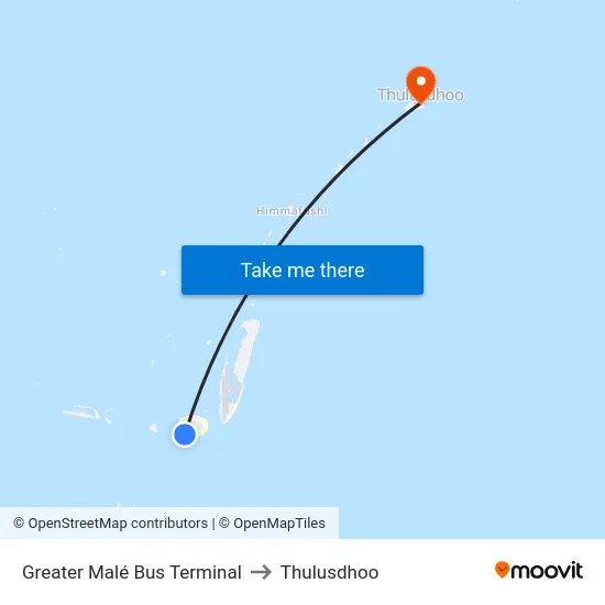 Greater Malé Bus Terminal to Thulusdhoo map