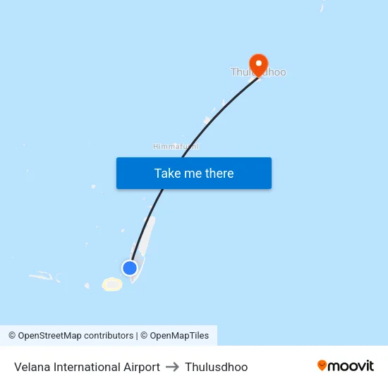 Velana International Airport to Thulusdhoo map