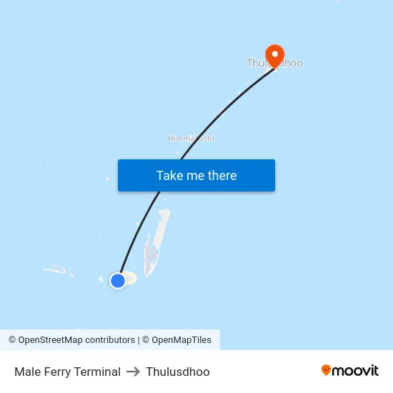 Male Ferry Terminal to Thulusdhoo map