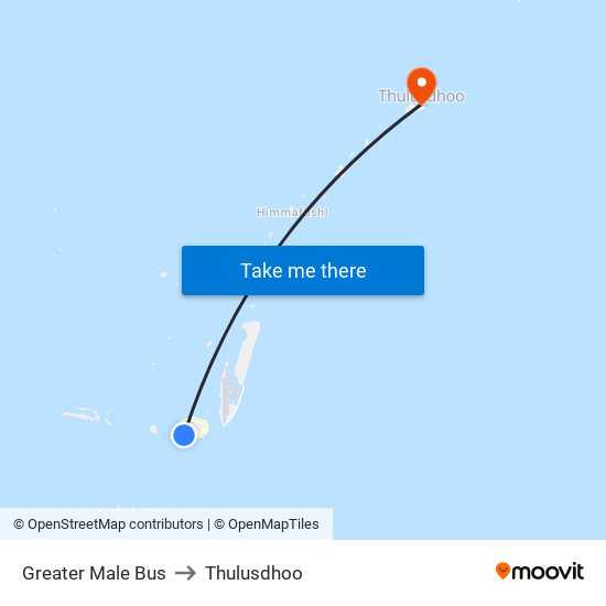 Greater Male Bus to Thulusdhoo map