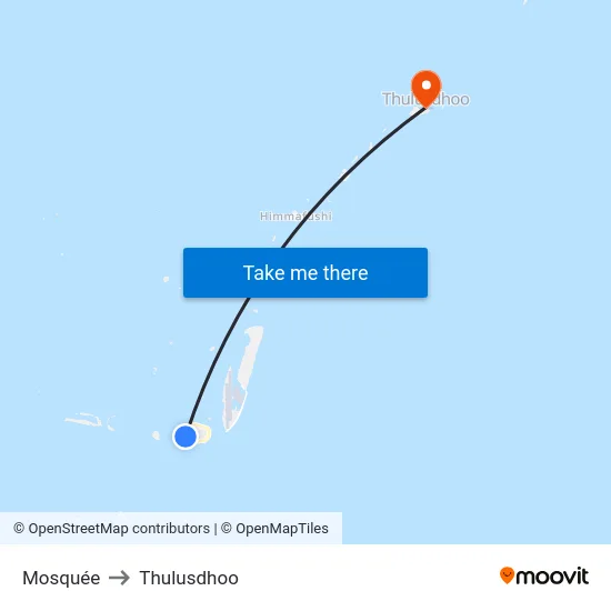 Mosquée to Thulusdhoo map