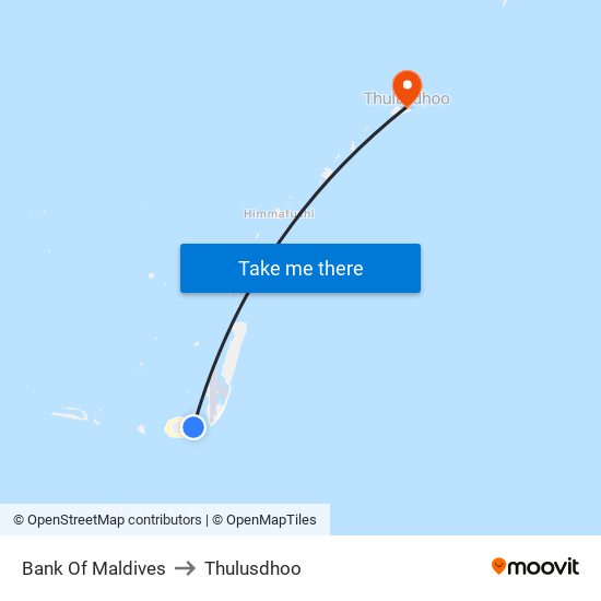 Bank Of Maldives to Thulusdhoo map