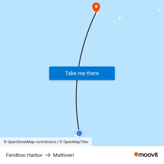 Feridhoo Harbor to Mathiveri map