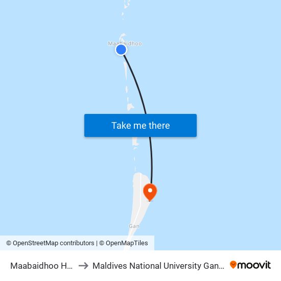 Maabaidhoo Harbor to Maldives National University Gan Campus map