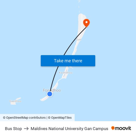 Bus Stop to Maldives National University Gan Campus map