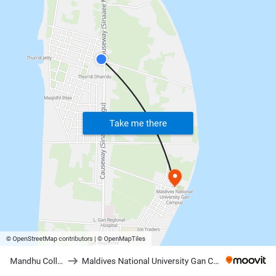 Mandhu College to Maldives National University Gan Campus map