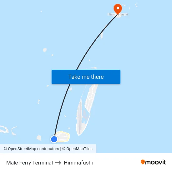Male Ferry Terminal to Himmafushi map