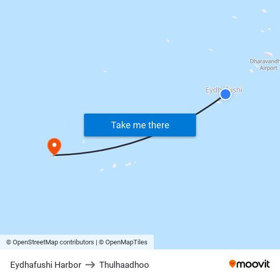 Eydhafushi Harbor to Thulhaadhoo map