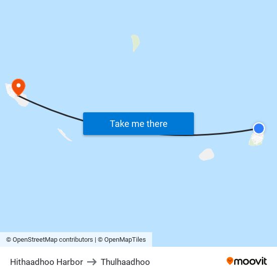 Hithaadhoo Harbor to Thulhaadhoo map