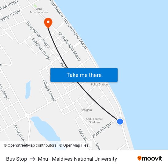 Bus Stop to Mnu - Maldives National University map