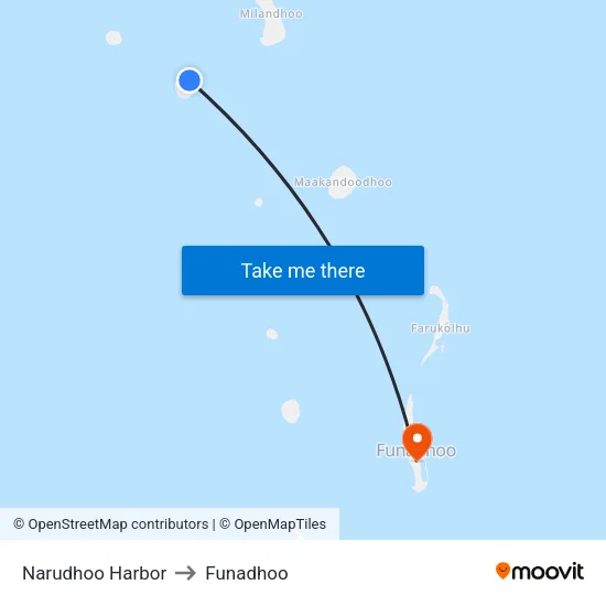 Narudhoo Harbor to Funadhoo map