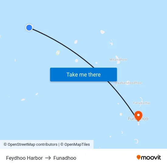 Feydhoo Harbor to Funadhoo map