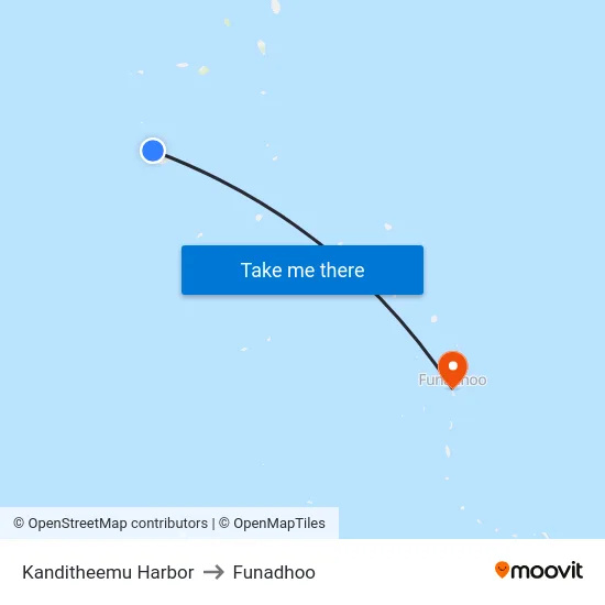 Kanditheemu Harbor to Funadhoo map