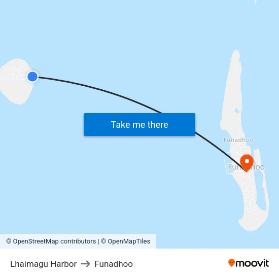 Lhaimagu Harbor to Funadhoo map