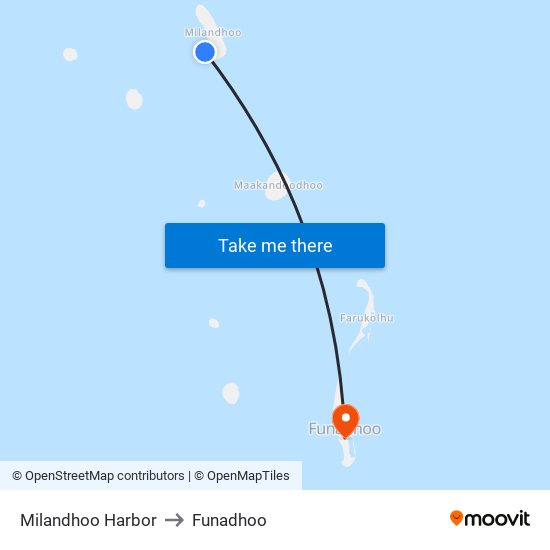 Milandhoo Harbor to Funadhoo map