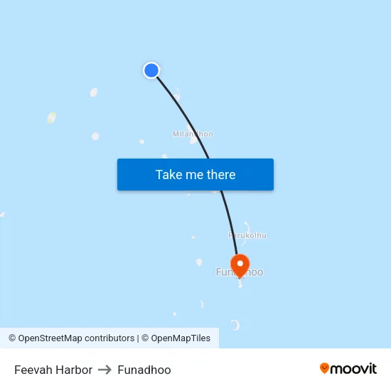 Feevah Harbor to Funadhoo map