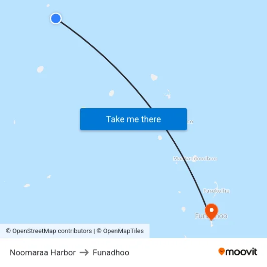 Noomaraa Harbor to Funadhoo map