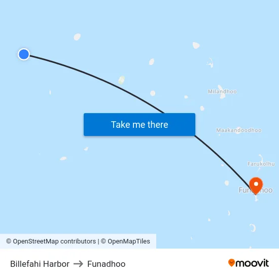 Billefahi Harbor to Funadhoo map