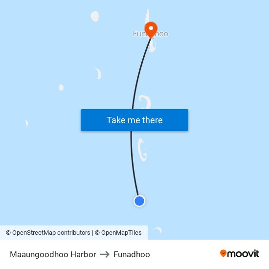 Maaungoodhoo Harbor to Funadhoo map