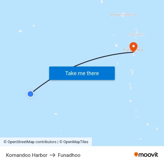 Komandoo Harbor to Funadhoo map
