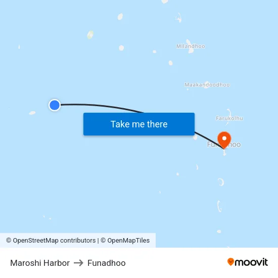 Maroshi Harbor to Funadhoo map