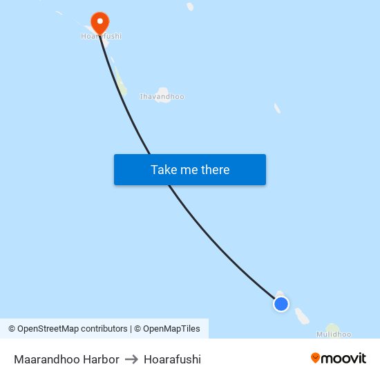 Maarandhoo Harbor to Hoarafushi map