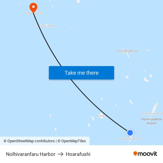 Nolhivaranfaru Harbor to Hoarafushi map