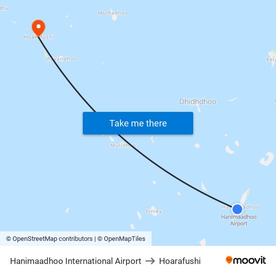 Hanimaadhoo International Airport to Hoarafushi map