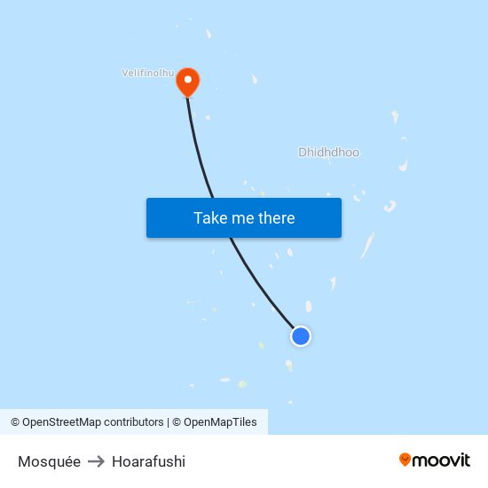 Mosquée to Hoarafushi map