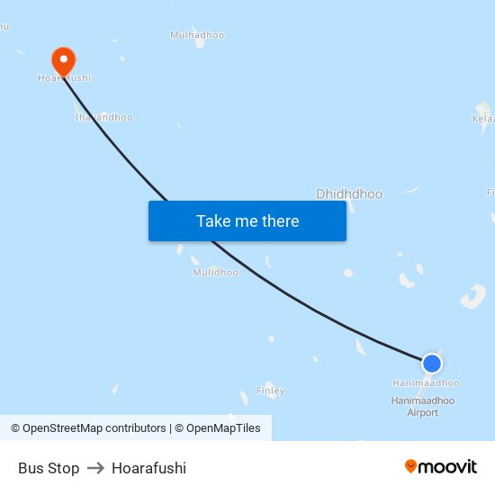 Bus Stop to Hoarafushi map