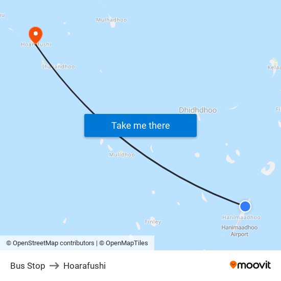 Bus Stop to Hoarafushi map