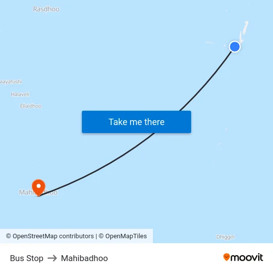 Bus Stop to Mahibadhoo map