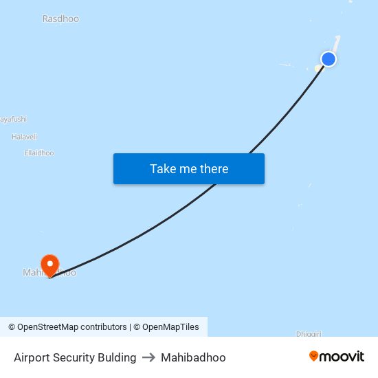 Airport Security Bulding to Mahibadhoo map