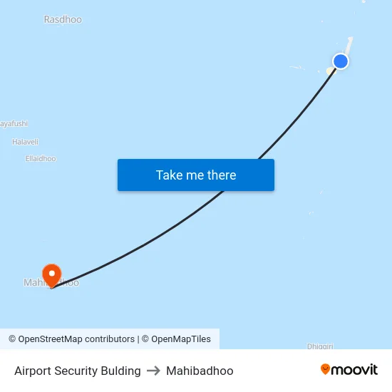 Airport Security Bulding to Mahibadhoo map