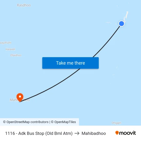 1116 - Adk Bus Stop (Old Bml Atm) to Mahibadhoo map