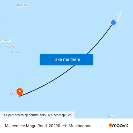 Majeedhee Magu Road, 20290 to Mahibadhoo map