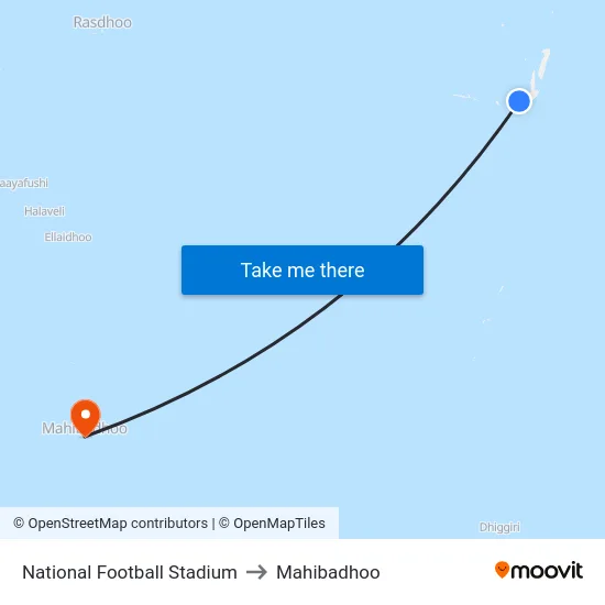 National Football Stadium to Mahibadhoo map
