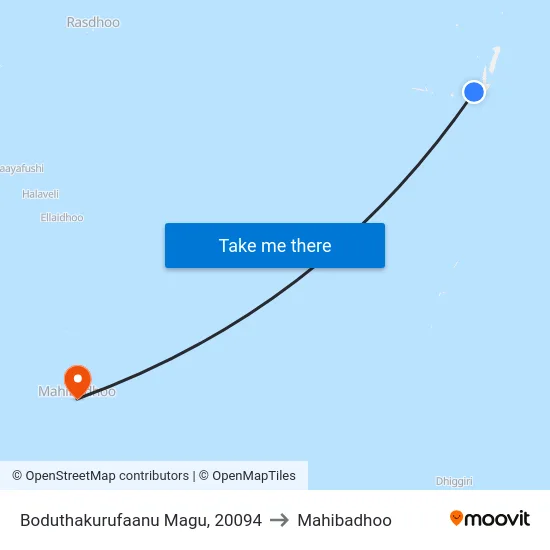 Boduthakurufaanu Magu, 20094 to Mahibadhoo map