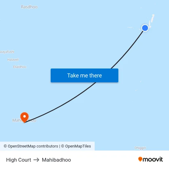 High Court to Mahibadhoo map